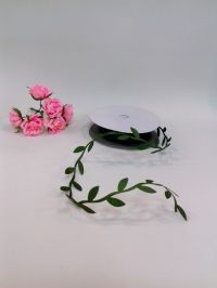Тесьма декоративная/ Листья, зеленые, 10 мм, 1 метр