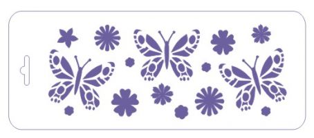 Трафарет Vintaj Design ТЦБ-28/ Бабочки-цветочки, 10х25 см